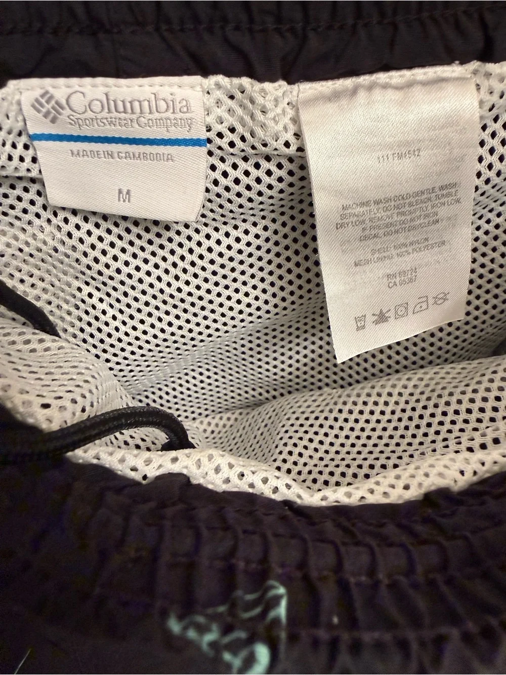Columbia PFG Black Swim Trunks with Marlin Fish & Martini Cocktail Print